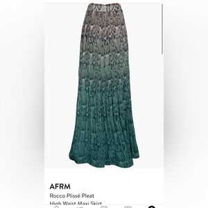 AFRM Rocco Plisse pleat high wasted maxi skirt teal ombré tie die women’s XS